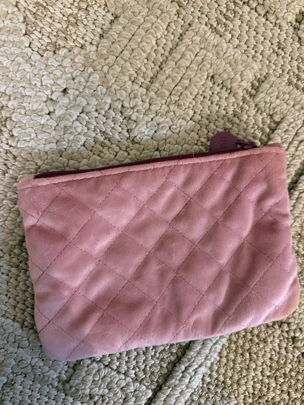 Ipsy Quilted Pink velvet Zip Pouch - Women makeup Bags